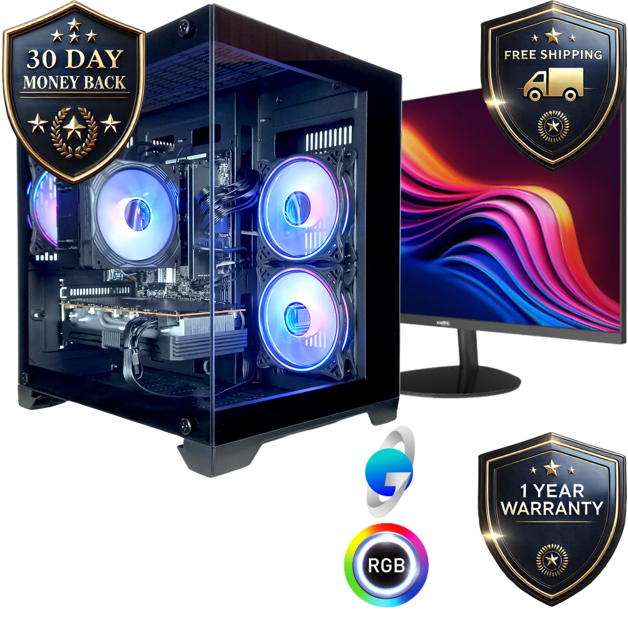 Plug & Play | Aquarius Gaming PC | Intel Core i5 9500 | AMD Radeon RX 5700XT